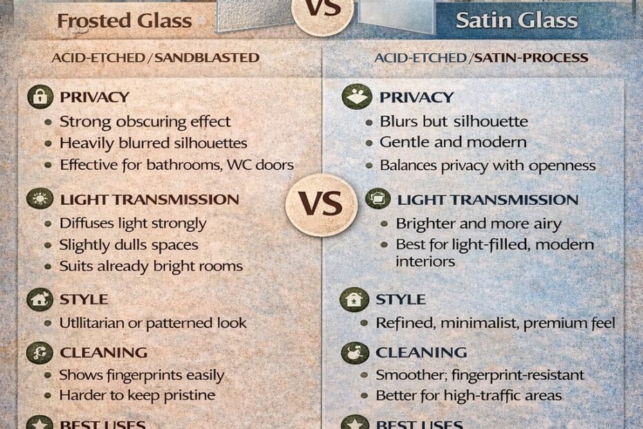 Frosted vs Satin Glass: Which Privacy Finish Works Best for Modern Interiors?